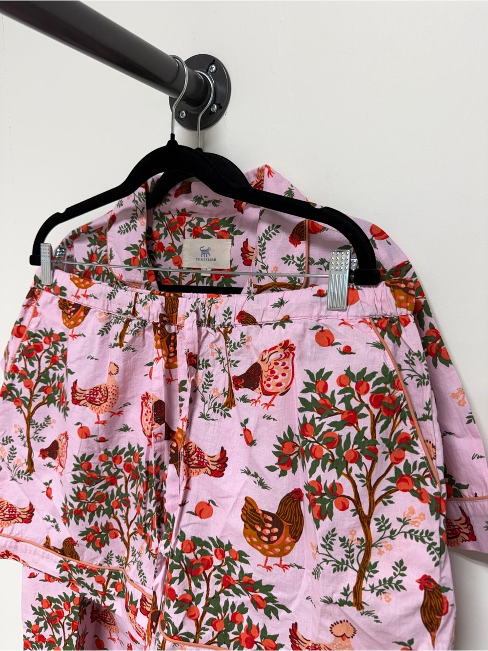 Printfresh Pink Chicken Hen Pajama Set Shorts PJ Size L NWT - Picture 4 of 5